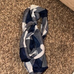 Navy and White Striped Scarf